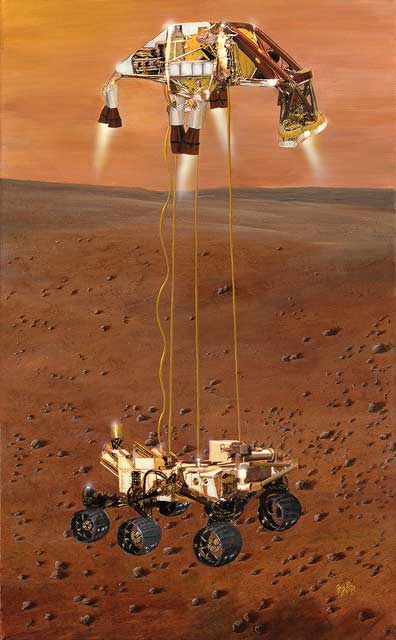 Mars Science Laboratory, Curiosity, with Sky Crane