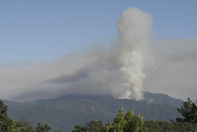 View looking into the starting of the Basin Complex Fire