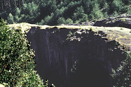 Hundred foot tall basalt cliffs